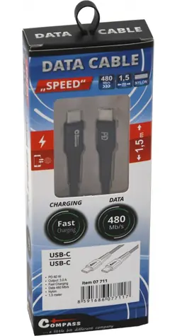 Compass SPEED nabíjací kábel USB-C - USB-C / Nabíjací kábel / 1,5 m