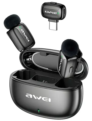 Awei MK5 Duo Ai-Voice čierna / Klopový mikrofón / Bezdrôtový