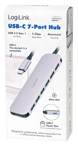 USB Hub 7 portov USB-A 20W PD/USB Hub/USB 3.2/5 Gbps