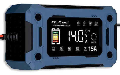 Mikroprocesorová nabíjačka batérií 12V 15A / Nabíjačka autobatérie / AGM/GEL / funkcia oživenia / max. 15 A