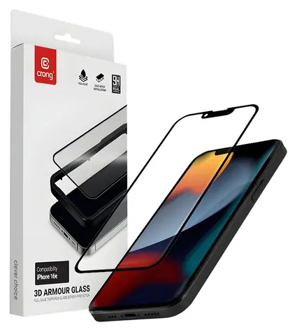 Crong 3D Armour Glass / Ochranné sklo / tvrdené / Apple iPhone 17e, 16e, 14, 13, 13 Pro / inštalačný rámček