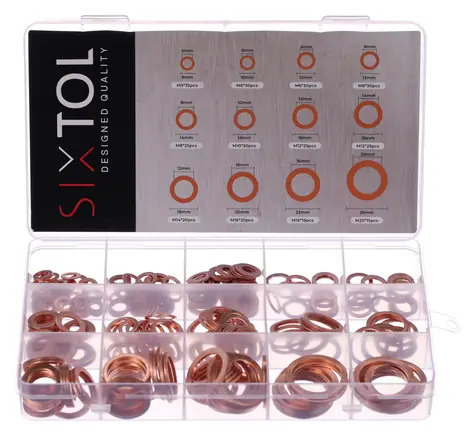 SIXTOL MECHANIC RING SET 2 / Sada medených tesniacich krúžkov / M5-M20 / 300 ks