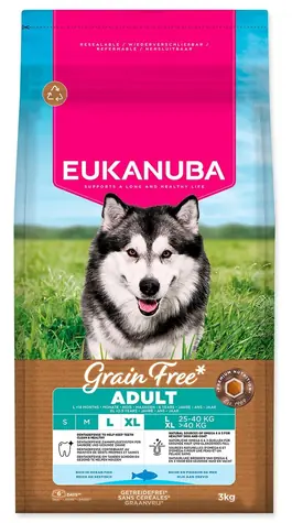 Eukanuba Grain Free Adult Large & Giant morská ryba 3 kg / Granule pre psov / pre dospelé veľké a obrie plemená