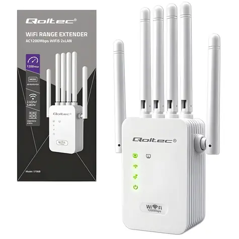 WiFi zosilňovač signálu AC1200 / Repeater / Access Point / 6 antén / 2x RJ45 / 128 MB