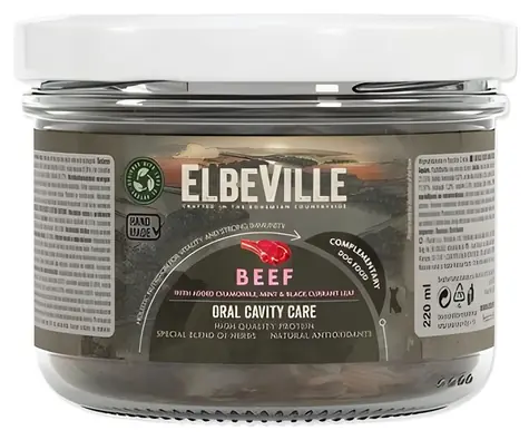 ELBEVILLE Dog Oral Cavity Care hovädzie 220 ml / Konzerva pre psov / harmanček a mäta