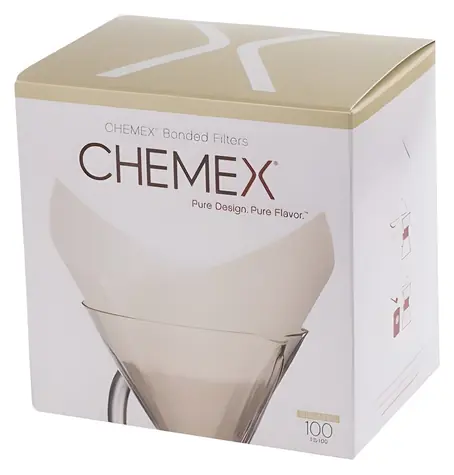 Chemex FS-100 / Kávové filtre / papierové / skladané / štvorcové / pre 6/8/10 šálok / 100 ks