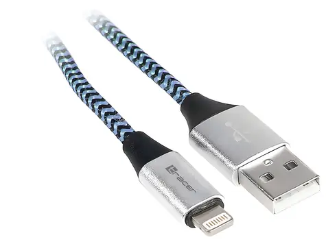 Kábel USB-A - Lightning 1 m čierno-modrá / Dátový kábel / pre iPhone / nabíjanie a prenos dát