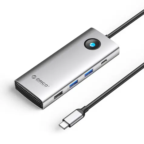 Orico USB-C hub 8v1 / USB-C hub / USB-C PD 100W / HDMI 4K 60Hz / VGA 1080p 60Hz / RJ45 Gigabit / 3x USB-A