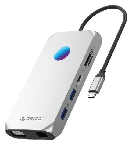 Orico USB-C hub 12v1 RGB / USB-C hub / PD 100W / 2x HDMI 4K60Hz / VGA 1080p / microSD / SD / 2x USB-A 3.1