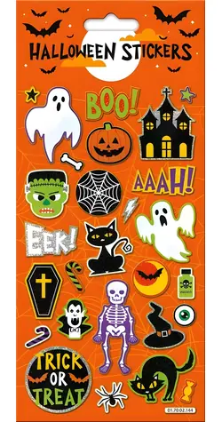 Samolepky Halloween oranžové / 20 ks / opakovane použiteľné