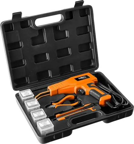 Neo Tools 19-158 / Sada plastovej spájkovačky a sponiek / 50 W / 230 V / 200 ks sponiek