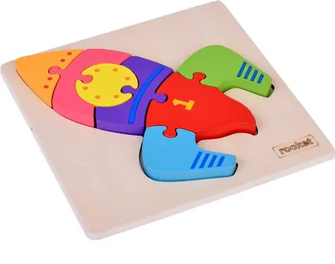JOKOMISIADA Drevené puzzle Raketa / 7 dielikov / drevo / 14,5 x 14,5 cm