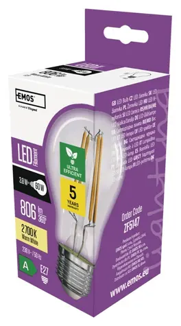 GP MET LED žiarovka A60 E27 3,8W teplá biela / LED žiarovka / 806 lm / 2700K / náhrada 60W