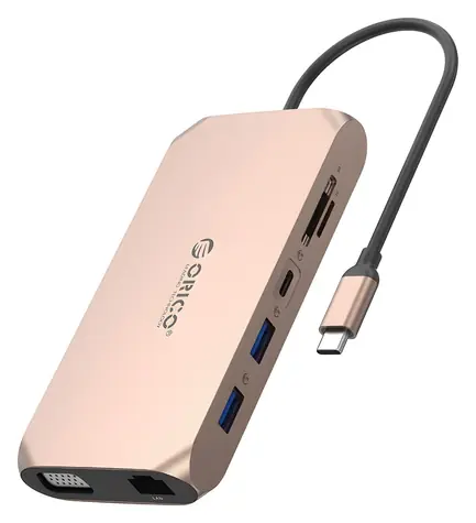 Orico USB-C dokovacia stanica 12v1 (Orico-XCR-X22-RG-BP) / Dokovacia stanica / 4X USB-A / USB-C PD 100W / HDMI 4K 30Hz