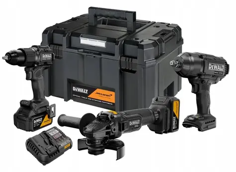 DeWalt 18V XR McLaren F1 Team / Sada aku náradia / Vŕtačka, uhlová brúska, rázový uťahovač / 2x 5,0 Ah