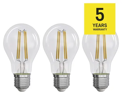 GP MET LED žiarovka A60 E27 5W teplá biela, 3 ks / LED žiarovka / 1060 lm / 2700K / náhrada 75W