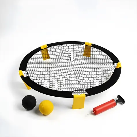 KIK Loptová hra Roundnet / Odrazová sieť s rámom / 2 loptičky, pumpička