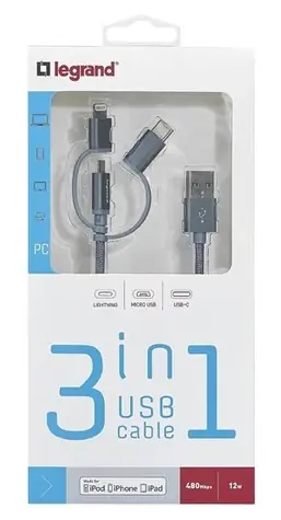 PGS Kábel USB 3v1 / Nabíjací kábel / Univerzálny