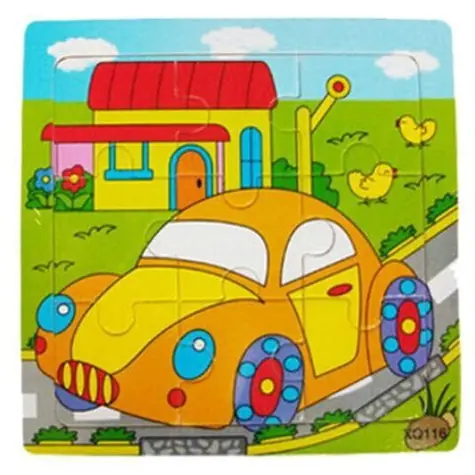 Orion Drevené puzzle Auto 9 dielikov / Puzzle / 12 x 12 cm