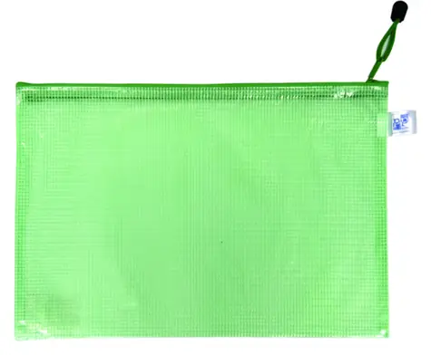 KARTON P+P Obálka so zipsom sieťovaná zelená / Obálka na dokumenty / A4 / Plast