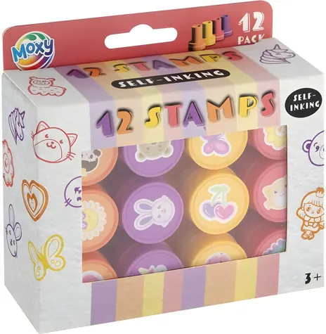 MOXY Pečiatky Zvieratká dievčenské / 12 ks / Samonamáčacie