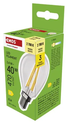 Emos LED žiarovka Filament Mini Globe 3,4 W E14 / Žiarovka / náhrada za 40 W / teplá biela / 470 lm