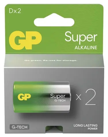 GP Super D / Alkalická batéria / LR20 / 2 ks