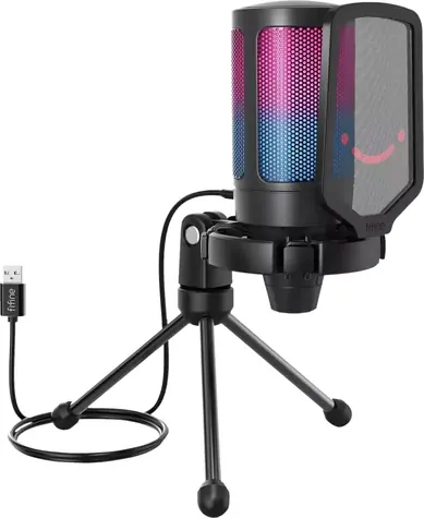FIFINE A6V AmpliGame RGB čierna / Stolný mikrofón / Kapacitný / RGB