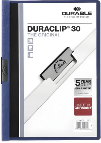 Durable DURACLIP tmavo modrá / Rýchloviazač / A4 / 30 listov