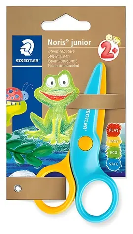 Staedtler Nožnice Noris junior modro-žlté / Bezpečnostné / Dĺžka 100 mm / Pre pravákov / Od 2 rokov