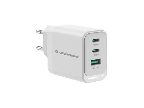 Conceptronic ALTHEA21W65 biela / USB nabíjací adaptér / 2x USB-C / 1x USB-A / 65 W / GaN / PD 3.0, PPS