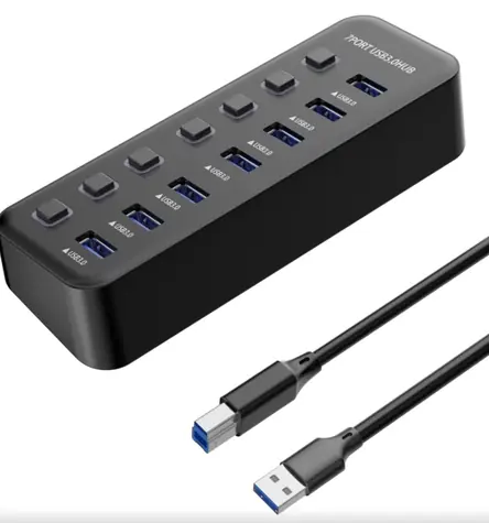 PremiumCord USB 3.2 Superspeed HUB 7-portový / Hub / USB 3.2 Gen 1 / 5 Gbps / vypínače portov