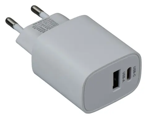 iGet PA20 biela / Napájací adaptér / USB-C + USB-A / 20W / Power Delivery