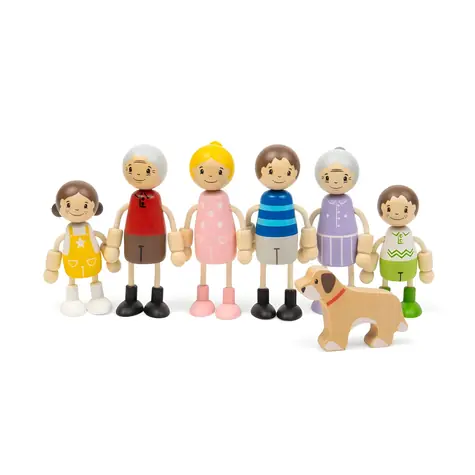 Bigjigs TOYS Sada bábik do domčeka Rodina / Bábiky do domčeka / drevo / FSC certifikácia / od 1,5 rokov