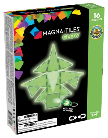 MAGNA-TILES® Magnetická stavebnica Glow / 16 dielov / Svieti v tme / Kompatibilný s ďalšími sadami MAGNA-TILES