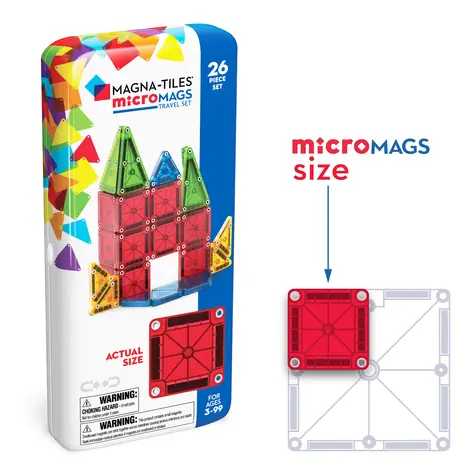 MAGNA-TILES® Magnetická stavebnica microMAGS Travel Set / Cestovná súprava / 26 dielikov
