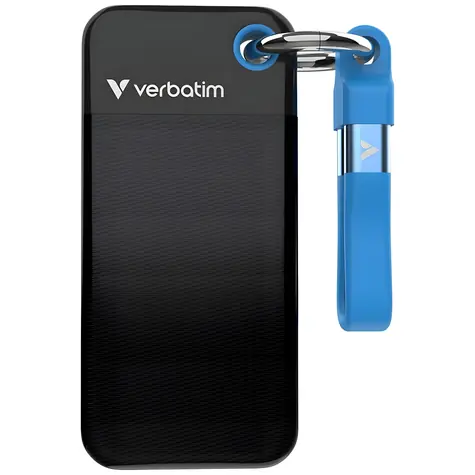 Verbatim Pocket SSD 128 GB čierno-modrá / Externý SSD / USB-C 3.2 Gen 2 / R: 1000 MB/s / W: 1000 MB/s