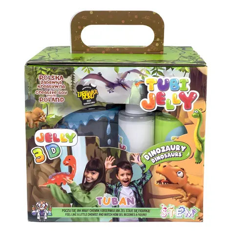 Tuban Tubi Jelly Kreatívny set s akváriom XL Dinosaury / 3D gélové figúrky / 6 farebných gélov / Hračka roku 2021