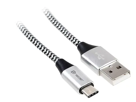 USB kábel USB-A - USB-C čierno-strieborný / Dátový kábel / USB 2.0 / 1 m