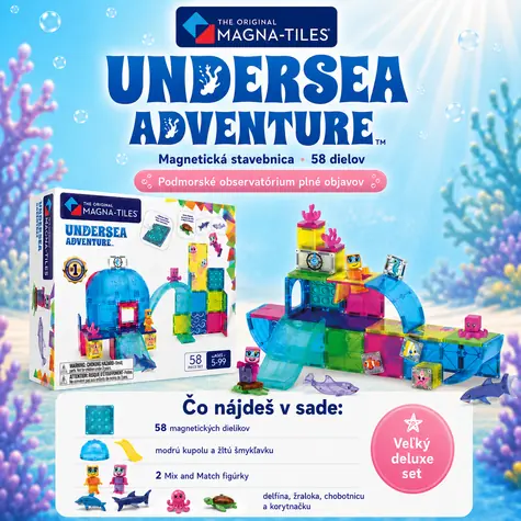 MAGNA-TILES Magnetická stavebnica Undersea Adventure / 58 dielikov / 6 figúrok / kompatibilná s ďalšími sadami