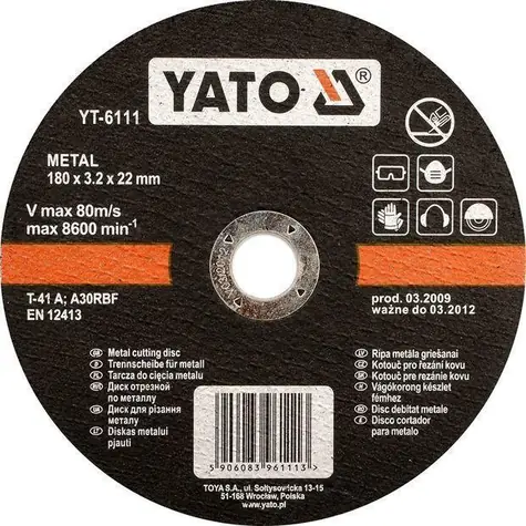 YATO Rezný kotúč na kov 115 mm / Rezný kotúč / Priemer 115 x 22 mm / Hrúbka 1,2 mm
