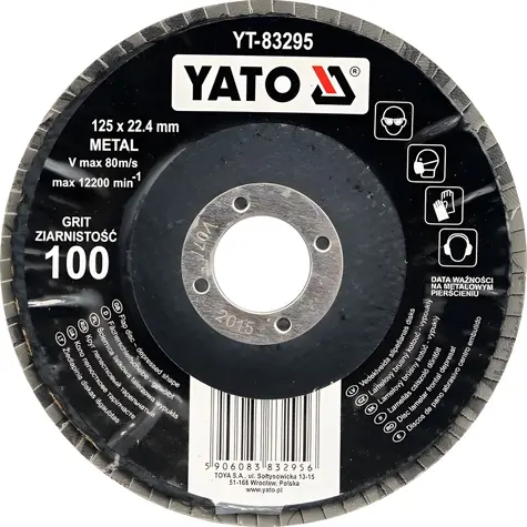 YATO Lamelový brúsny kotúč korundový vypuklý / Brúsny kotúč / 125 x 22,2 mm / Zrnitosť P36