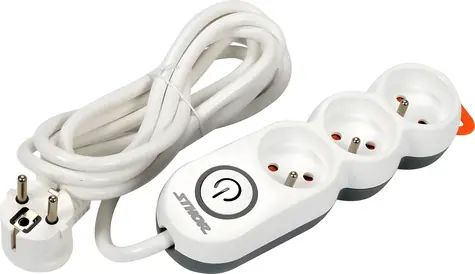 STHOR Predlžovací kábel 3 zásuvky / Predlžovací kábel / 3 m / 3500 W / vypínač / uzemnený