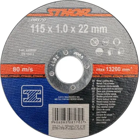 STHOR Rezný kotúč na kov 115x1,0x22 mm / Rezný kotúč / Priemer 115 mm / Hrúbka 1 mm