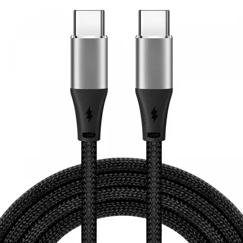 Kábel USB-C - USB-C 1 m čierna / Kábel / textilný oplet / 3 A / USB 2.0