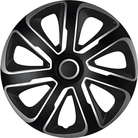 Kryty kolies 14" LIVORNO Carbon strieborno-čierna / Sada 4 ks / Nacvakávacia montáž / Plast