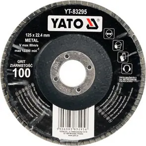 YATO Korundový lamelový kotúč vypuklý / Brúsny kotúč / P100 / 125 x 22,2 mm