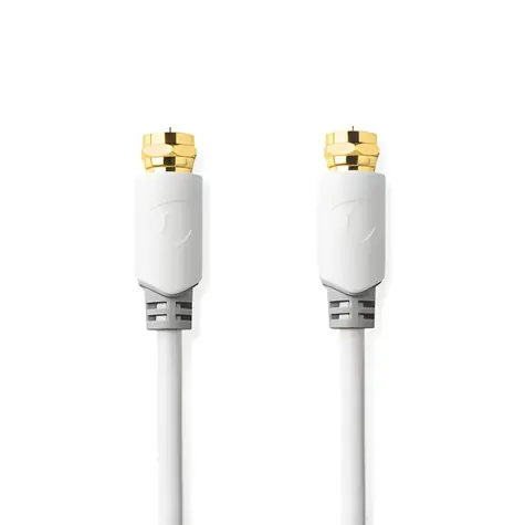 Nedis satelitný anténny kábel F(M)-F(M) pozlátený biela / Kábel / 75 Ohm / 90 dB / tienený / 5 m