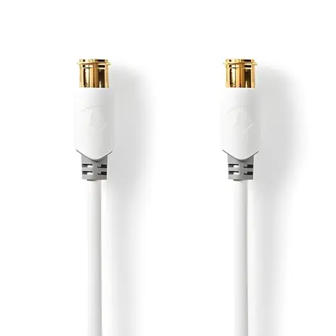 Nedis anténny kábel Quick-F(M) - Quick-F(M) pozlátený biela / Kábel / 75 Ohm / 90 dB / dvojité tienenie / 10 m