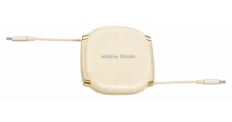 Mobile Origin CB7 béžová / Samonavíjací kábel / USB-C na USB-C / 100 W / 1 m